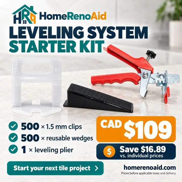 Tile Leveling System Starter Kit - 500 Clips, 500 Wedges, Plier