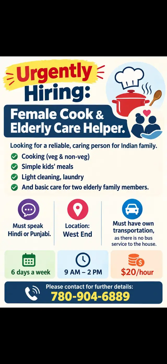 Urgently Hiring Experienced Female cook