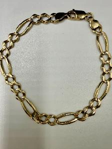 Men's 10K Gold Figaro Bracelet~9'