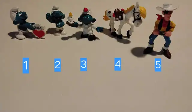 Smurf,  Lucky Luke,  Jolly Jumper,  vintage figurine,Schtroumpf