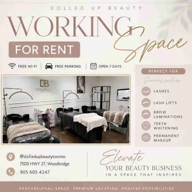 lash bed for rent in a salon