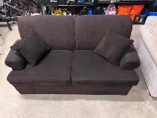 Brown Double pullout Sofa Bed Couch & Cream Arm Chair