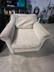 Brown Double pullout Sofa Bed Couch & Cream Arm Chair - Photo 5
