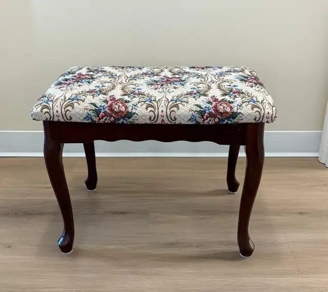 BENCH (Cherrywood with Brocade Design Seat Cushion)