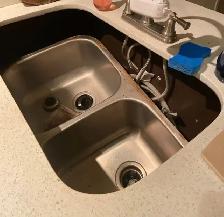 Kitchen undermount sink broken fallen detached