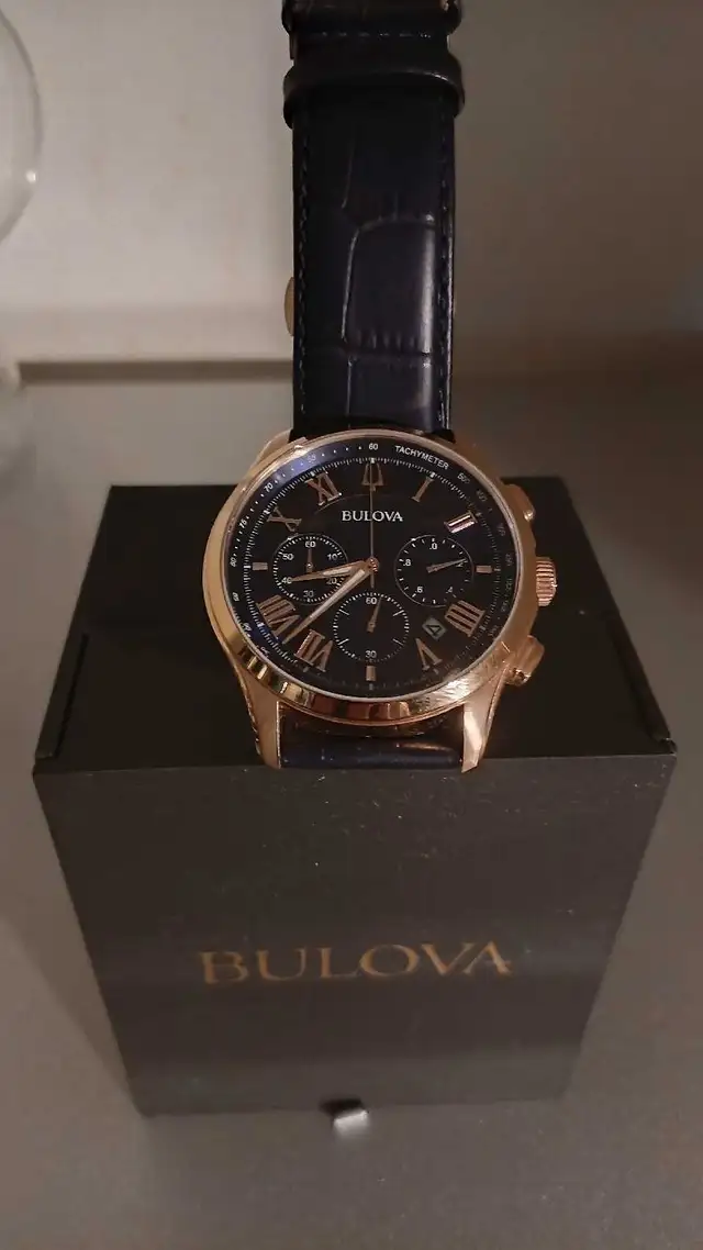 Bulova rosegold chronograph swiss automatic watch