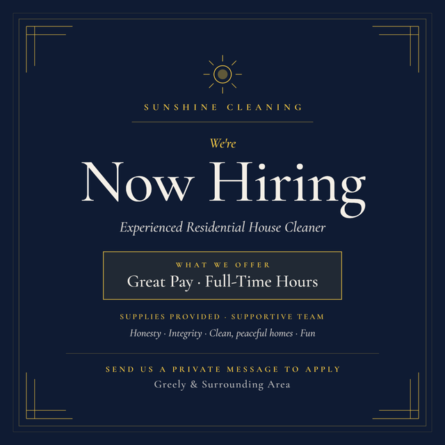 Hiring: House Cleaner – Greely / Manotick / Ottawa South
