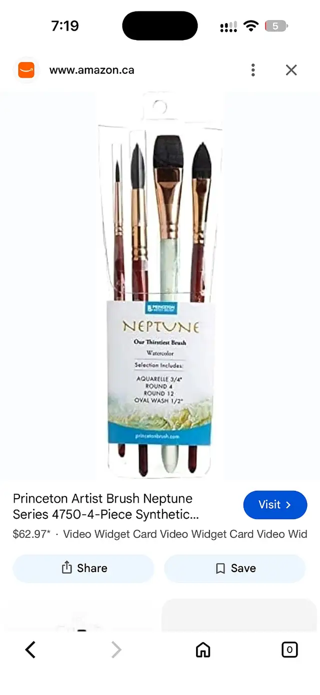 Princeton Neptune 4750 Watercolor Brush Set 4pc – Sealed