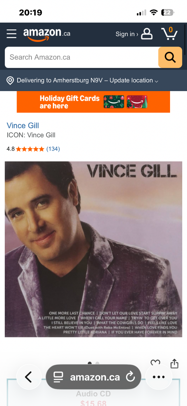 Looking  for Vince Gill CD’s