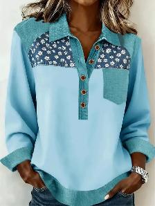 Women's Floral Patchwork Button-Down Shirt