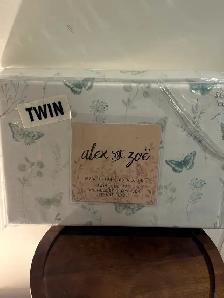 Alex and Zoe Twin Sheet Set - 100% Cotton - Butterfly