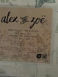 Alex and Zoe Twin Sheet Set - 100% Cotton - Butterfly - Photo 2