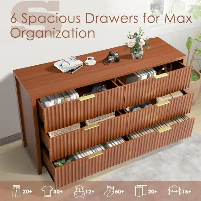6-Drawer Fluted Front Dresser  & Anti-Tip Safety Special $199