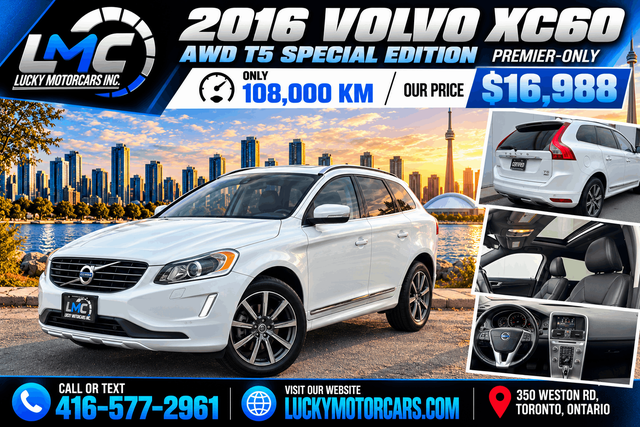 2016 Volvo XC60 AWD T5 SPECIAL EDITION PREMIER-ONLY 108KMS-CER