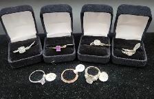 18k White / Yellow Gold Rings with Diamonds, Amethyst