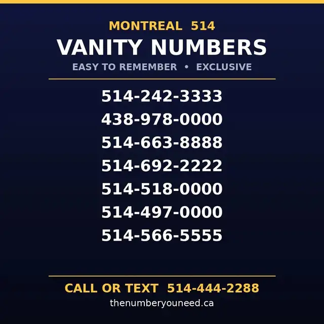 easy to remember 514 montreal exclusive phone numbers for sale