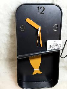 Sardine Tin Pendulum Wall Clock - Black Metal - New w/ Tags