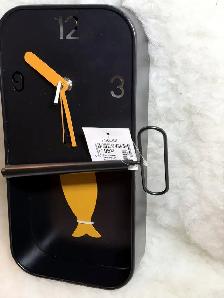 Sardine Tin Pendulum Wall Clock - Black Metal - New w/ Tags - Photo 2