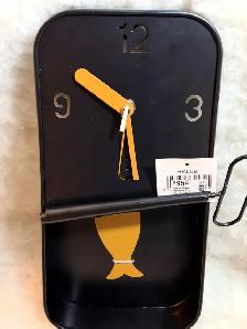 Sardine Tin Pendulum Wall Clock - Black Metal - New w/ Tags - Photo 4