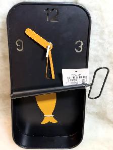 Sardine Tin Pendulum Wall Clock - Black Metal - New w/ Tags - Photo 5