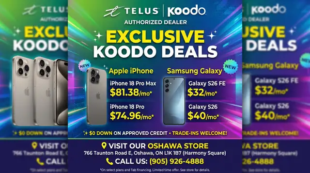 KOODO Deals Oshawa – iPhone 18 Series & Galaxy S26 Deals!
