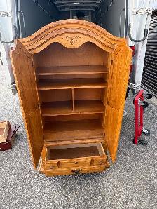 Free delivery used Solid Oak Armoire with Bottom Drawer - Photo 3