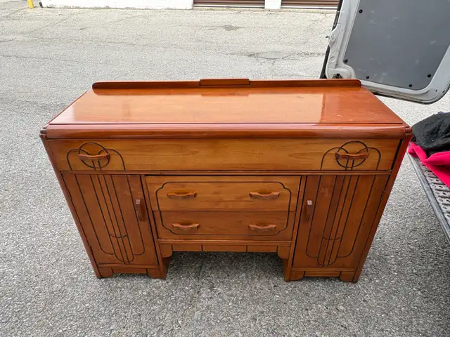 Free delivery used Vintage Art Deco Wooden Sideboard