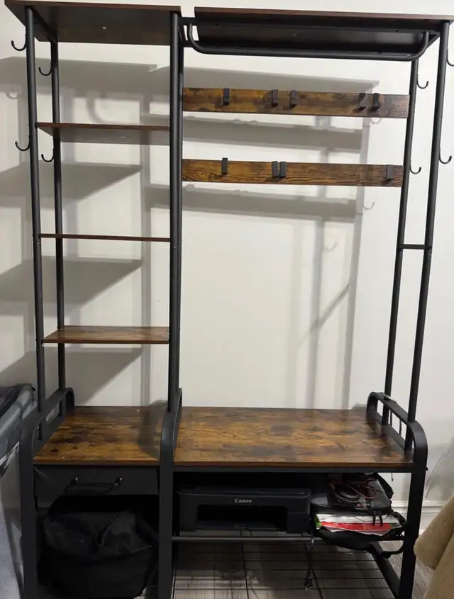 Industrial Clothing Rack, Shelves With Shoe Rack