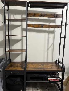 Industrial Clothing Rack, Shelves With Shoe Rack