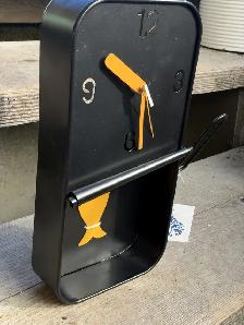 Sardine Tin Pendulum Wall Clock - Black Metal - New w/ Tags - Photo 2