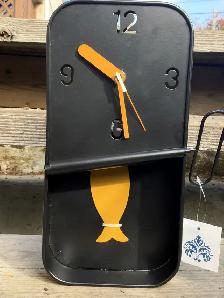 Sardine Tin Pendulum Wall Clock - Black Metal - New w/ Tags - Photo 3