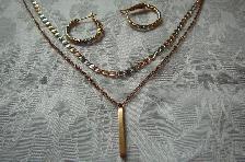 Chaînes et Boucles d'oreilles , rosée et argent , S -STEELX - Photo 2