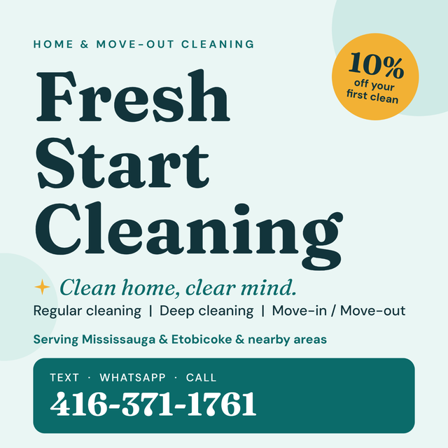 Fresh Start Cleaning: Reliable House Cleaner 10% Off First Clean