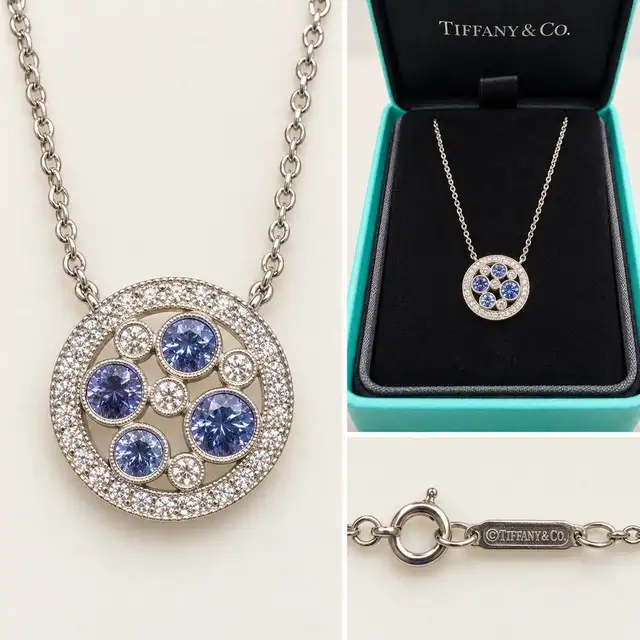 Tiffany&Co Cobblestone , Sapphire and Diamonds Platinum Necklace