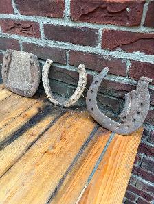 3 Antique Iron Horse Shoes !