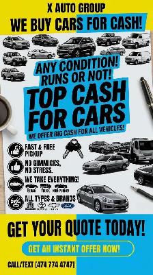 CASH FOR CARS – WE BUY ANY VEHICLE (RUNNING OR NOT!)