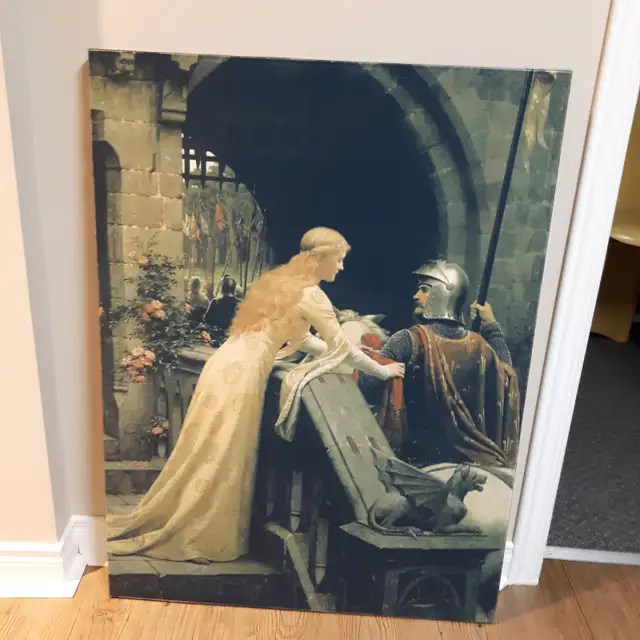 BELLE TOILE SÉRIGRAPHIE MÉDIÉVALE DANS CADRE 24'x32'HAUT: $25.00