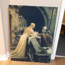BELLE TOILE SÉRIGRAPHIE MÉDIÉVALE DANS CADRE 24'x32'HAUT: $25.00