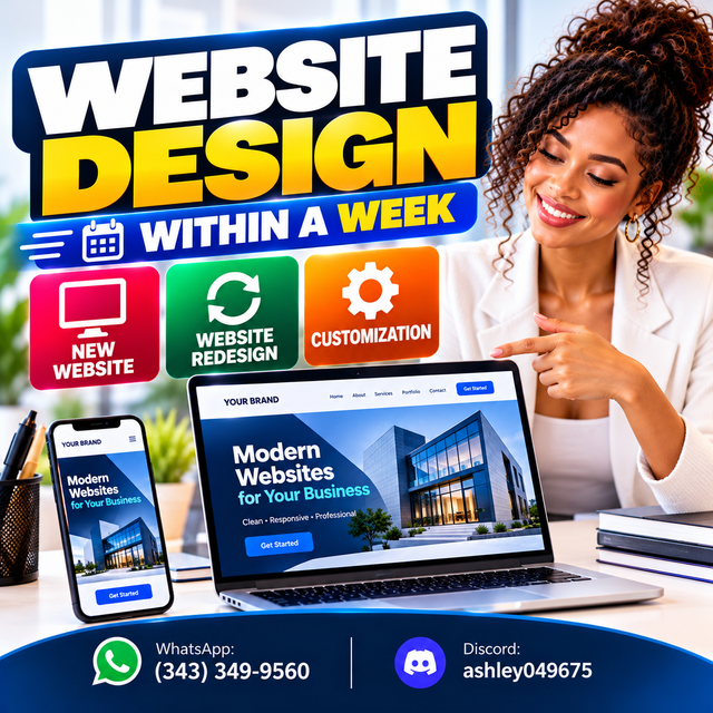 WEBSITE DESIGN WITHIN A WEEK. WEBSITE REDESIGN, CUSTOMIZATION