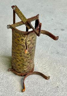 Antique Cast Iron Newspaper Log Roller w Decorative Brass Panel - Photo 2