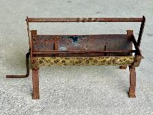 Antique Cast Iron Newspaper Log Roller w Decorative Brass Panel - Photo 4