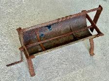 Antique Cast Iron Newspaper Log Roller w Decorative Brass Panel - Photo 5