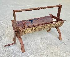 Antique Cast Iron Newspaper Log Roller w Decorative Brass Panel - Photo 6