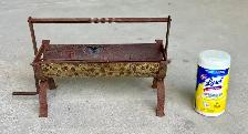 Antique Cast Iron Newspaper Log Roller w Decorative Brass Panel - Photo 8