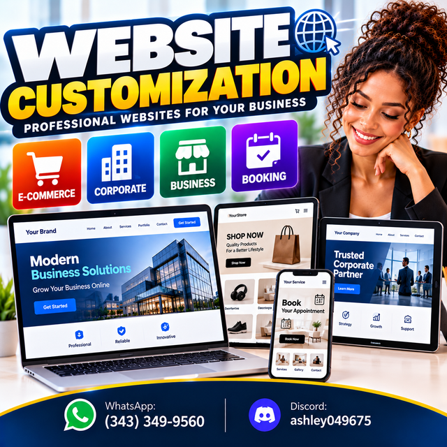 E-COMMERCE WEBSITE CUSTOMIZATION, CORPORATE, BUSINESS, BOOKING