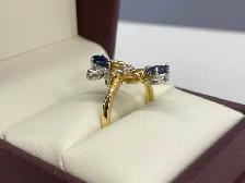 18K Gold Sapphire & Diamond Flower Ring - Photo 3