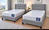 New Twin Bed Set with Mattress - Grey Fabric - Free Delivery GTA
