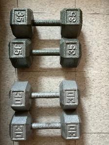 30lb. Dumbbell set and 35lb. Dumbbell set. All 4 for $40.