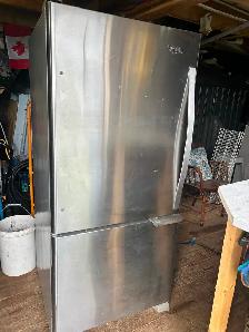 Stainless Whirlpool Fridge - used very little $400.00