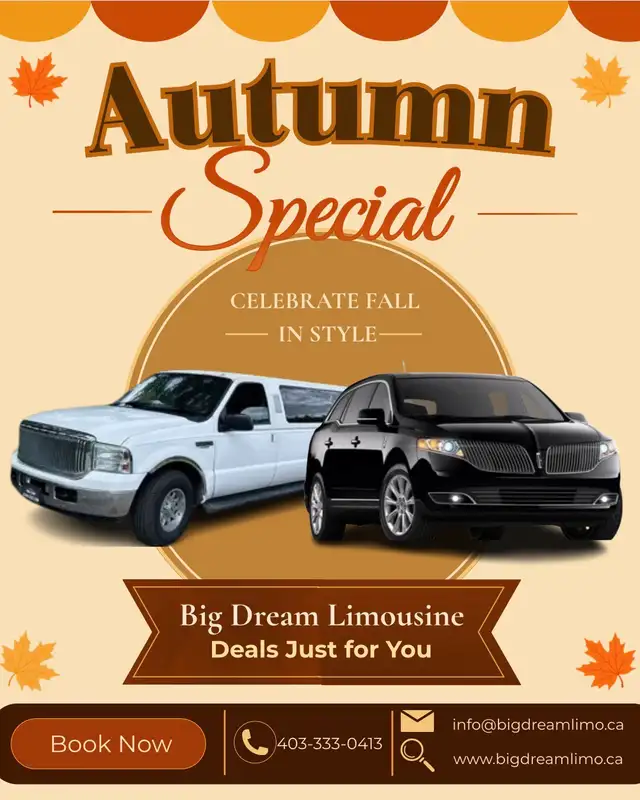 Fall Special-$525 for 3hrs-Big Dream Limousine